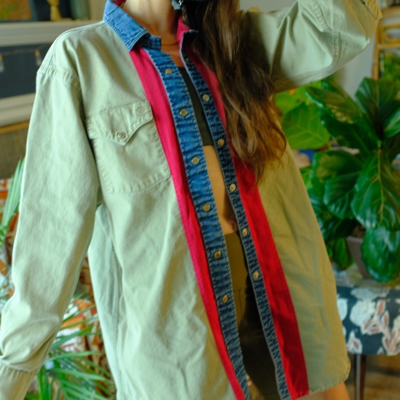 Vintage unique western snap button up, quality, classic colors (red denim khaki) - Picture 5 of 15